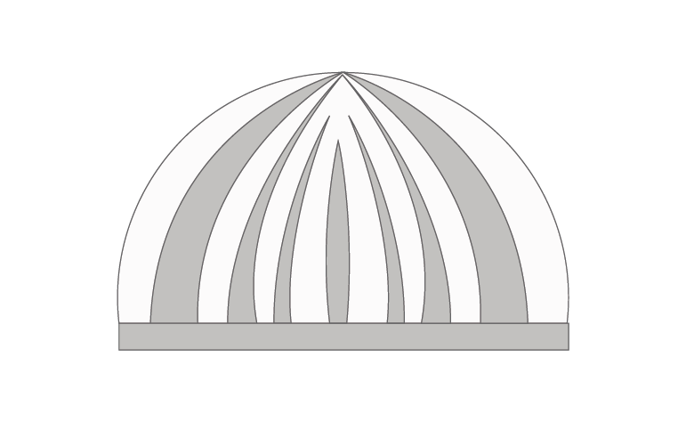 Toldos de lona Cubierta curva con presencia estética.