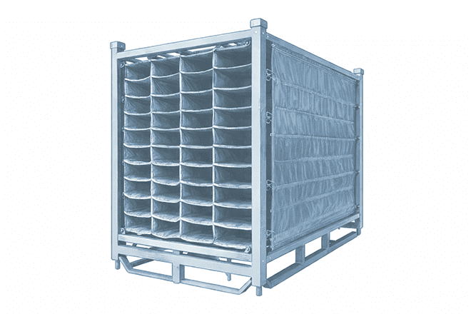 Ilustración de fundas de lona a medida para cubrir y proteger equipos o mercancía.
