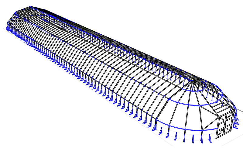 Plano lateral de econobodega de lona, solución costo eficiente para almacenamiento temporal industrial en Querétaro.