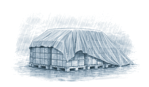 Ilustración de lona impermeable para exterior y protección contra lluvia.