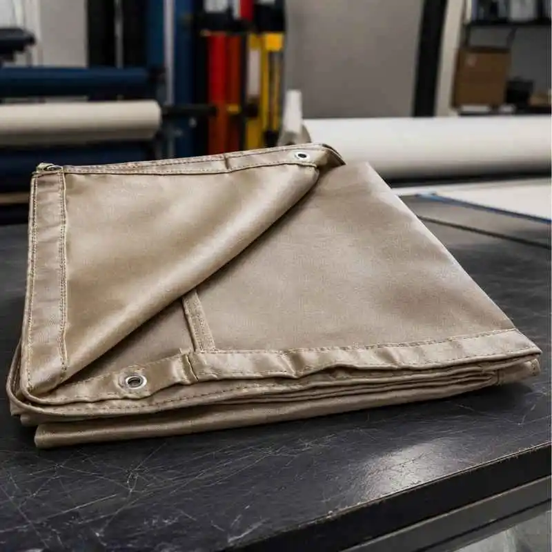 Lona industrial impermeable de alta resistencia confeccionada con ojillos metálicos y refuerzo perimetral para protección de maquinaria, carga y aplicaciones comerciales.